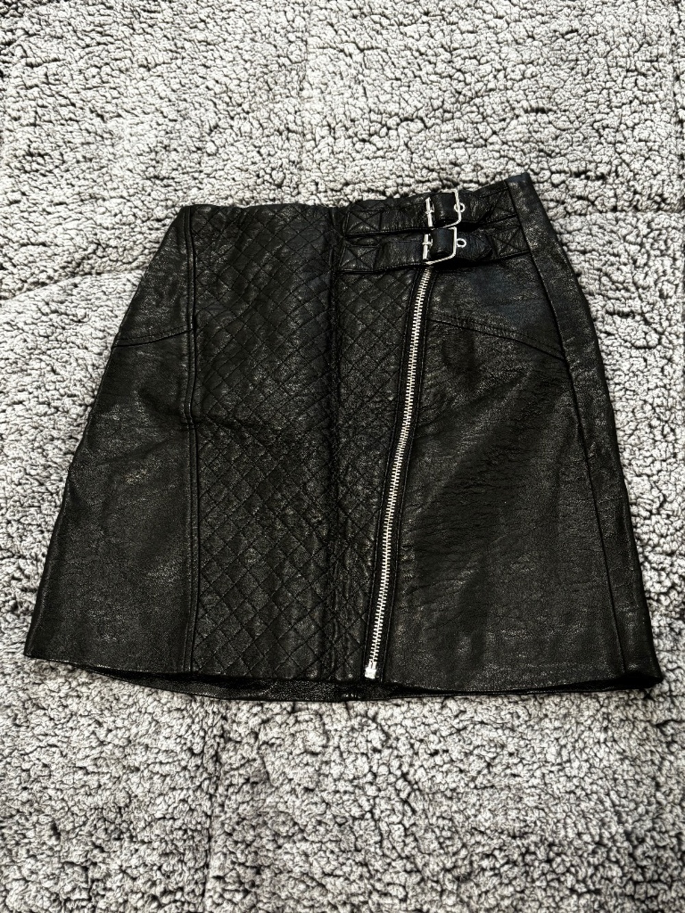 H&M Black Faux Leather Mini Skirt